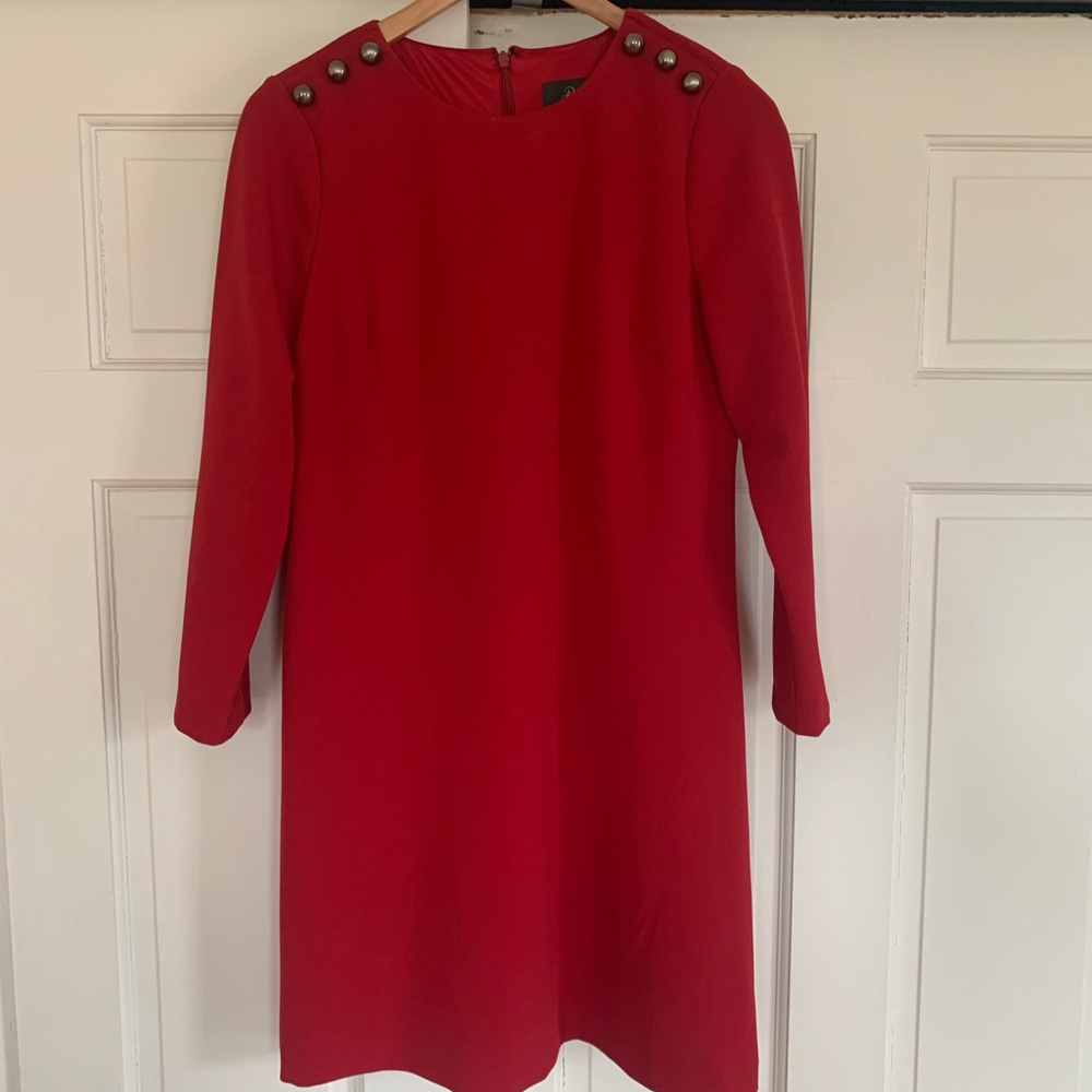 Elegant Red Dress with Button Detail